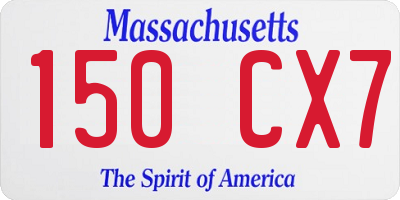MA license plate 150CX7
