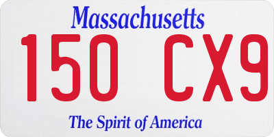 MA license plate 150CX9