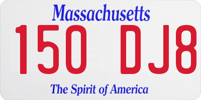 MA license plate 150DJ8