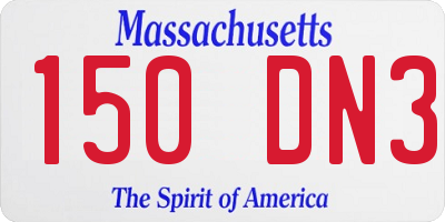 MA license plate 150DN3
