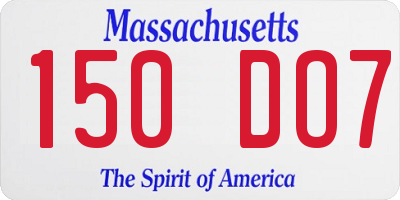 MA license plate 150DO7