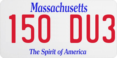 MA license plate 150DU3