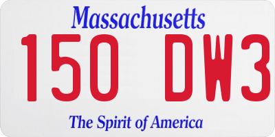 MA license plate 150DW3