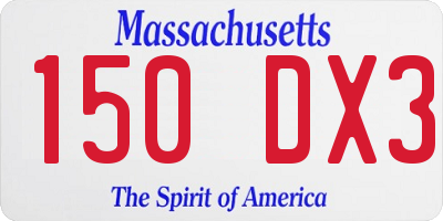 MA license plate 150DX3