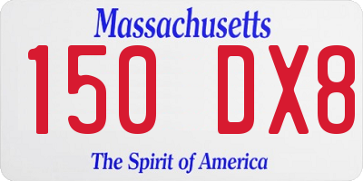 MA license plate 150DX8