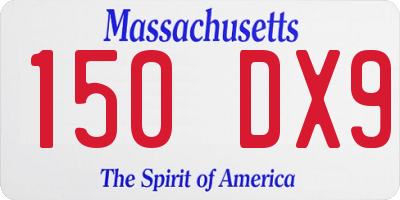 MA license plate 150DX9
