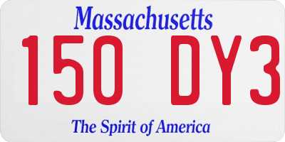 MA license plate 150DY3