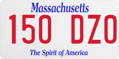 MA license plate 150DZ0