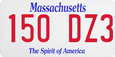 MA license plate 150DZ3
