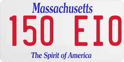 MA license plate 150EI0