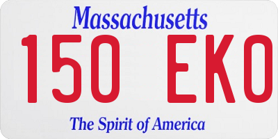 MA license plate 150EK0