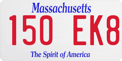 MA license plate 150EK8
