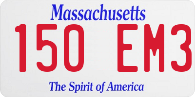 MA license plate 150EM3