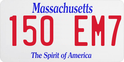 MA license plate 150EM7