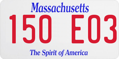 MA license plate 150EO3