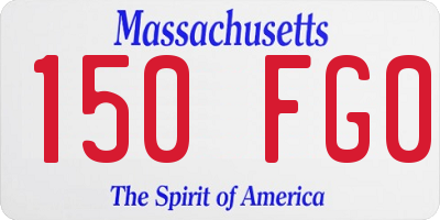 MA license plate 150FG0