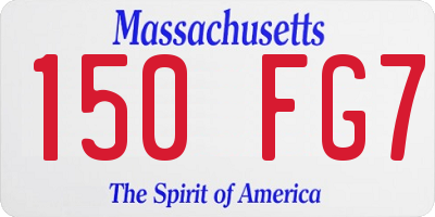 MA license plate 150FG7