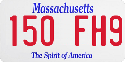 MA license plate 150FH9