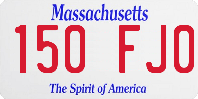 MA license plate 150FJ0