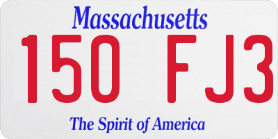 MA license plate 150FJ3