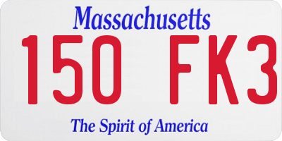 MA license plate 150FK3