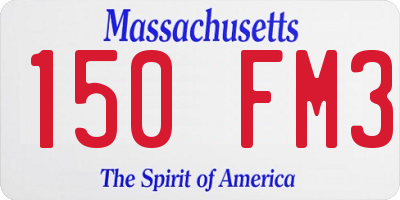 MA license plate 150FM3