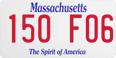 MA license plate 150FO6