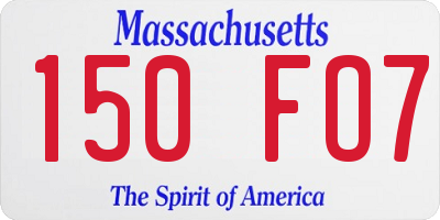 MA license plate 150FO7