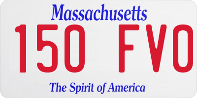 MA license plate 150FV0