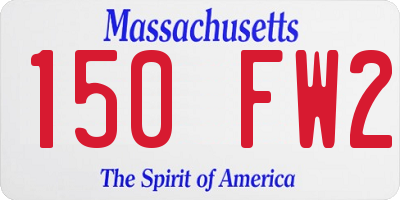 MA license plate 150FW2