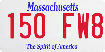 MA license plate 150FW8