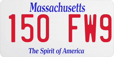 MA license plate 150FW9