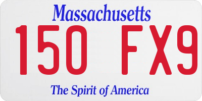 MA license plate 150FX9