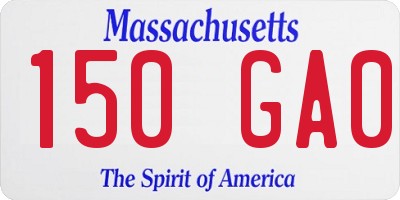 MA license plate 150GA0