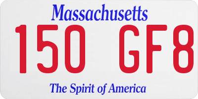 MA license plate 150GF8