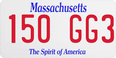 MA license plate 150GG3