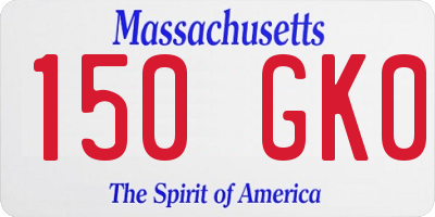 MA license plate 150GK0
