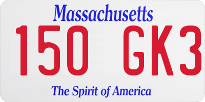 MA license plate 150GK3