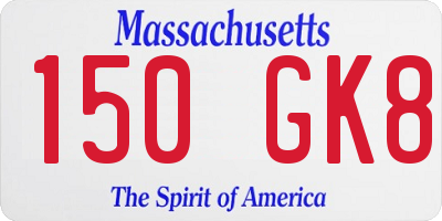 MA license plate 150GK8