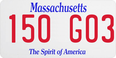 MA license plate 150GO3