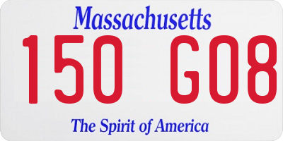 MA license plate 150GO8