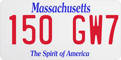 MA license plate 150GW7