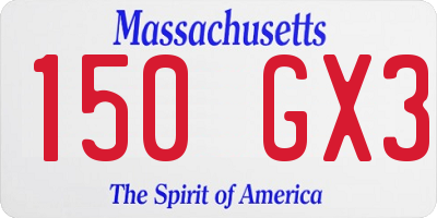 MA license plate 150GX3