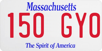 MA license plate 150GY0