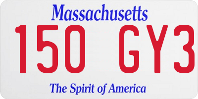 MA license plate 150GY3