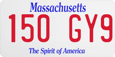 MA license plate 150GY9