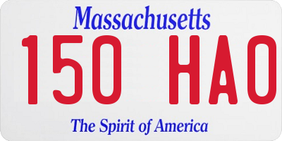 MA license plate 150HA0