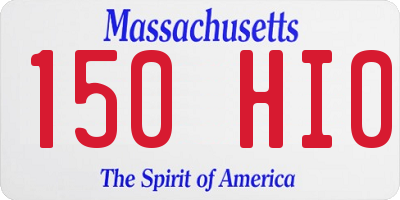 MA license plate 150HI0