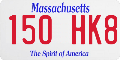 MA license plate 150HK8