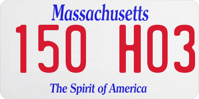 MA license plate 150HO3